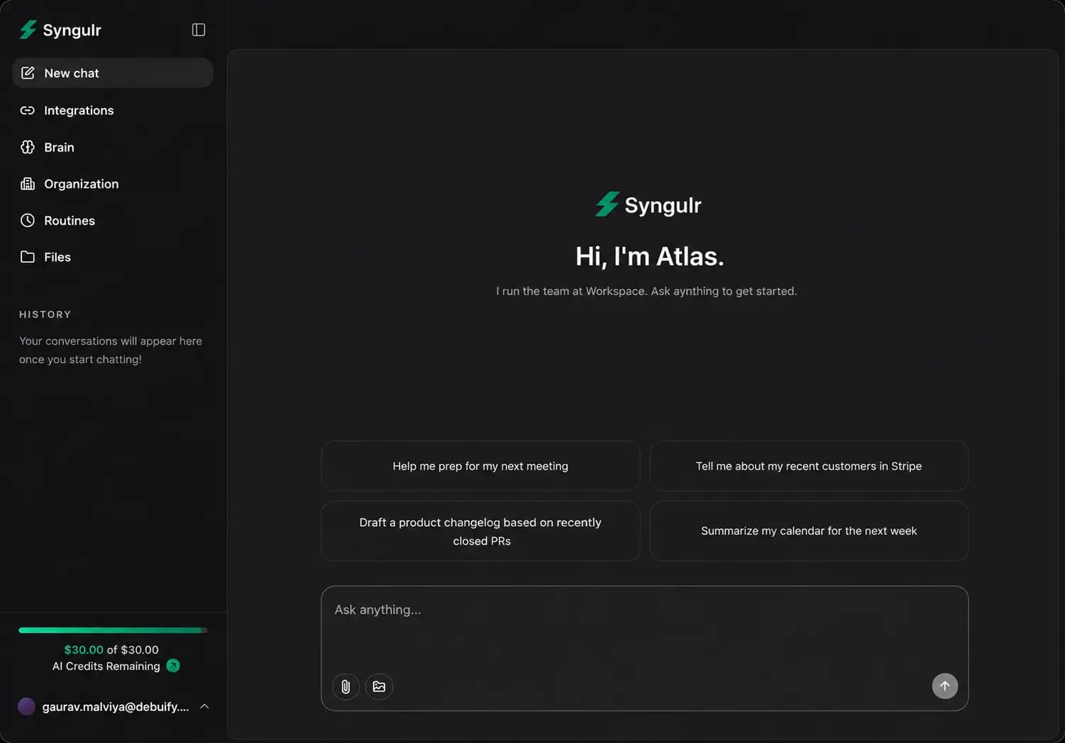 Syngulr task view: AI Employee handling a blog post task