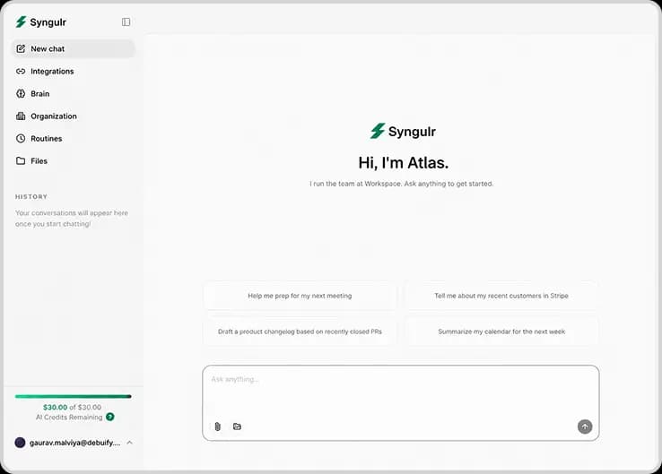 Syngulr task view: AI Employee handling a blog post task